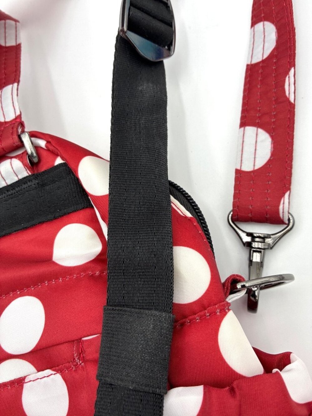 Lug Mini Puddle Jumper Backpack Crimson Large Dot Multi-Pocket Design Red White - Picture 9 of 16